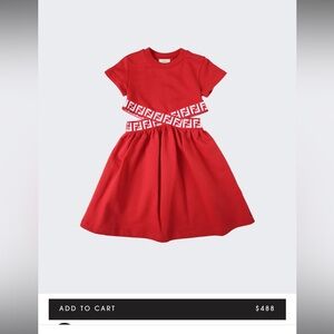 FENDI KIDS KID'S LOGO TRIM DRESS RED